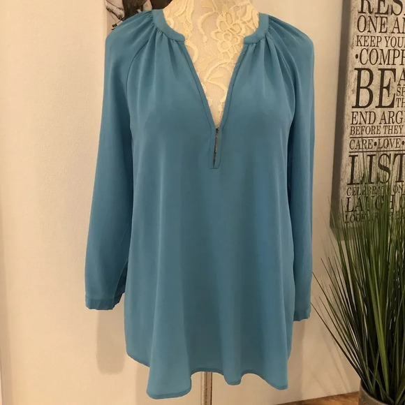 Joie 100% Silk Slate Blue Peasant Tunic - Picture 2 of 7